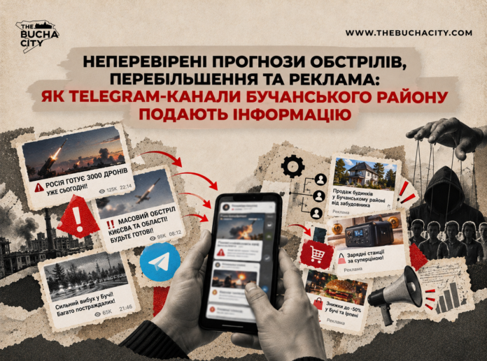 Неперевірені прогнози обстрілів, перебільшення та реклама: як Telegram-канали Бучанського району подають інформацію